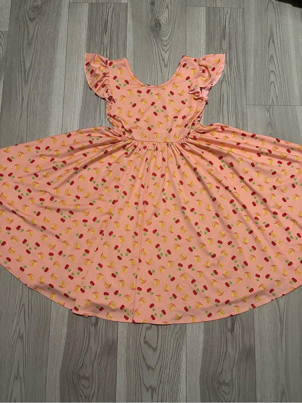 Dot Dot Smile Cherry and Banana Twirl Dress Size 8/10